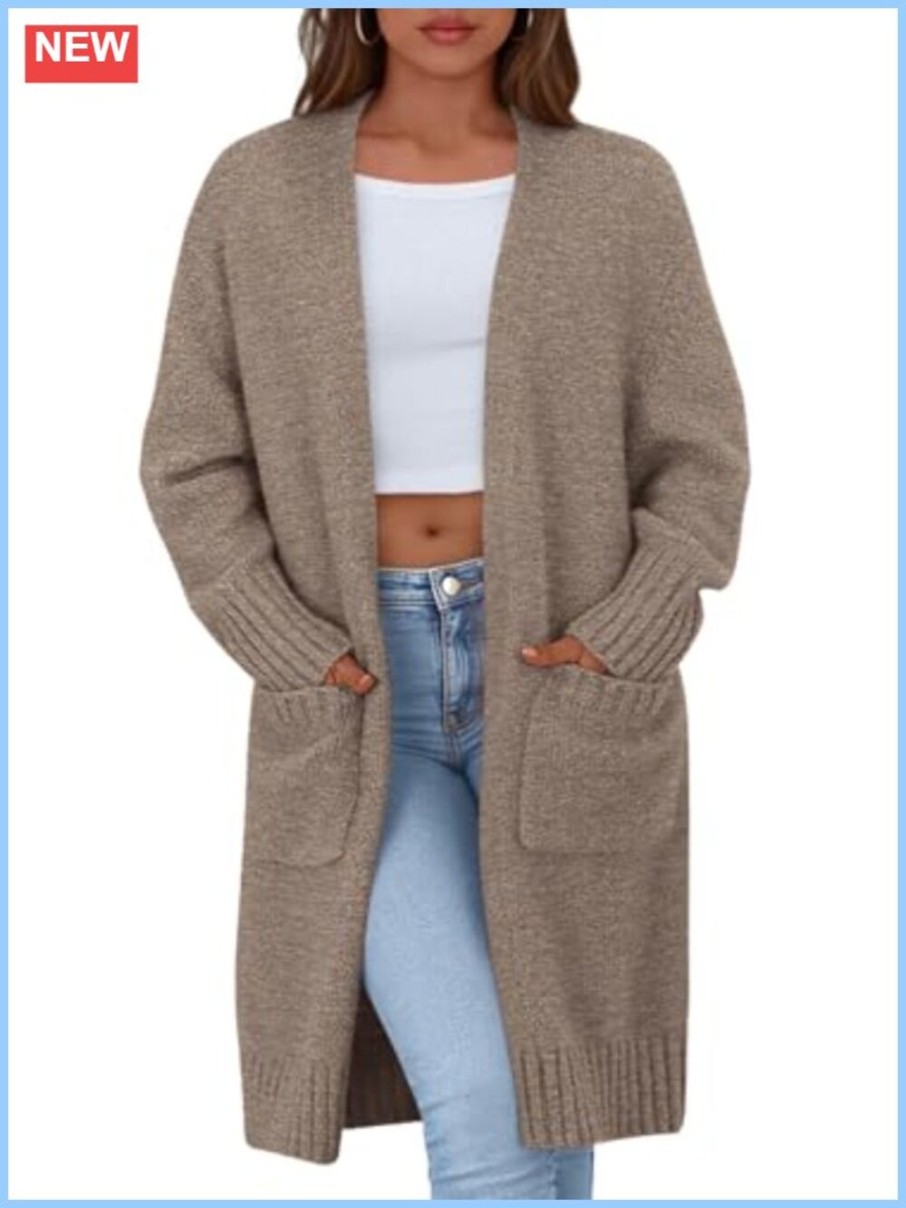 Open Front Long Sleeve Cardigan Sweater Knit Lightweight